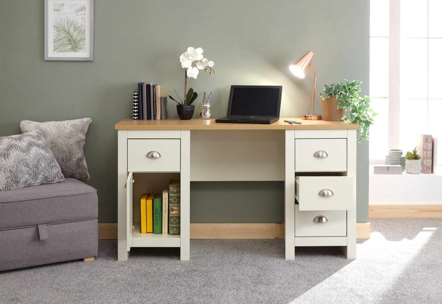 Lachlan Study Desk- Cream