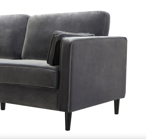 Sadie 3 Seater Cushion Back Velvet Sofa- Dark Grey