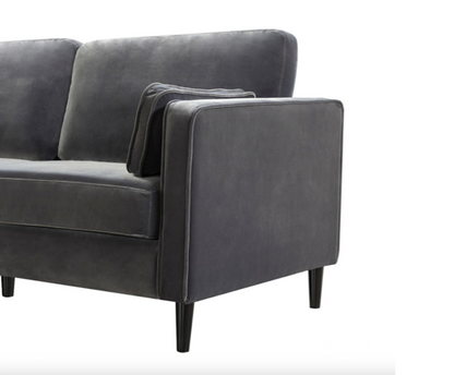 Sadie 3 Seater Cushion Back Velvet Sofa- Dark Grey