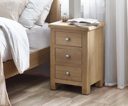 Malani Limed Oak 3 Drawer Bedside