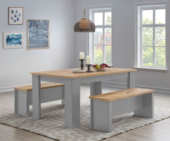 Lincoln Dining 150cm Set with 2 Benches & Stools