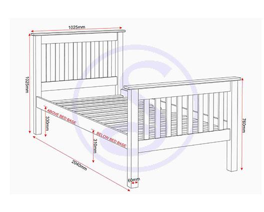 MONACO 3' HIGH END BED - DARK GREY/OAK EFFECT