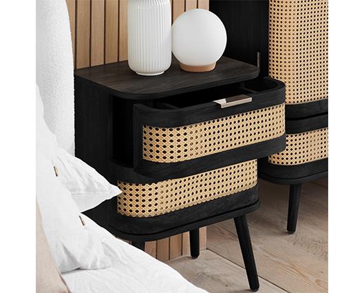 Noah 2 Drawer Bedside - Black