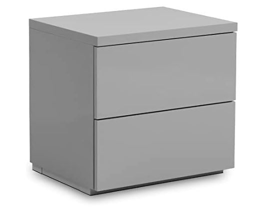 Grey High Gloss 2 Drawer Bedside