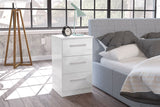 Larz 3 Drawer Bedside Table - White