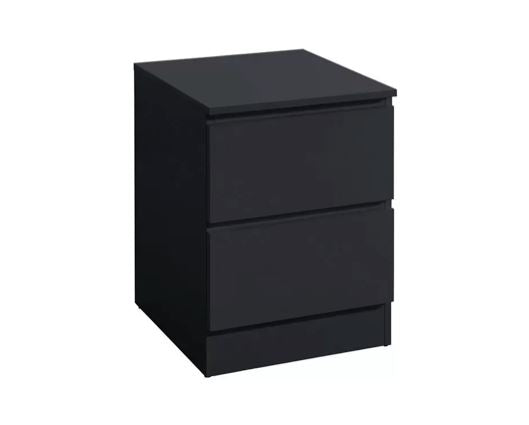 Oakley 2 Drawer Bedside- Black