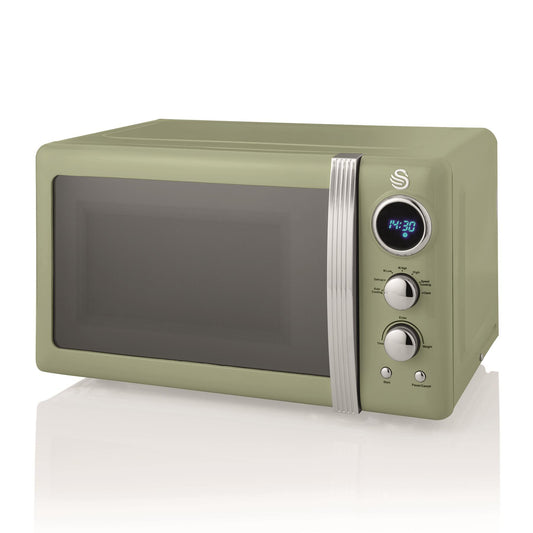 Swan Retro 800W 20L Digital Microwave Green