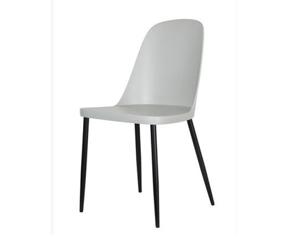 Duo chair, light grey plastic seat with black metal legs (pair)