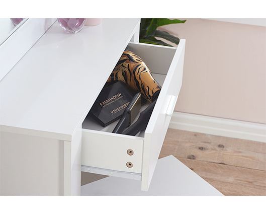 Emilia 1 Drawer Sliding Mirror Dressing Table - White