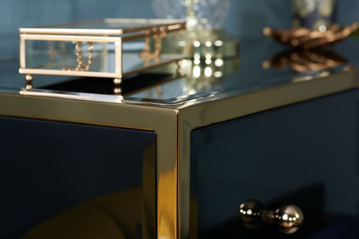 Fabian 2 Drawer Bedside Table - Black & Gold