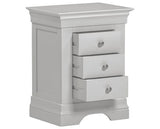 BORDEAUX 3 DRAWER BEDSIDE - PEBBLE GREY