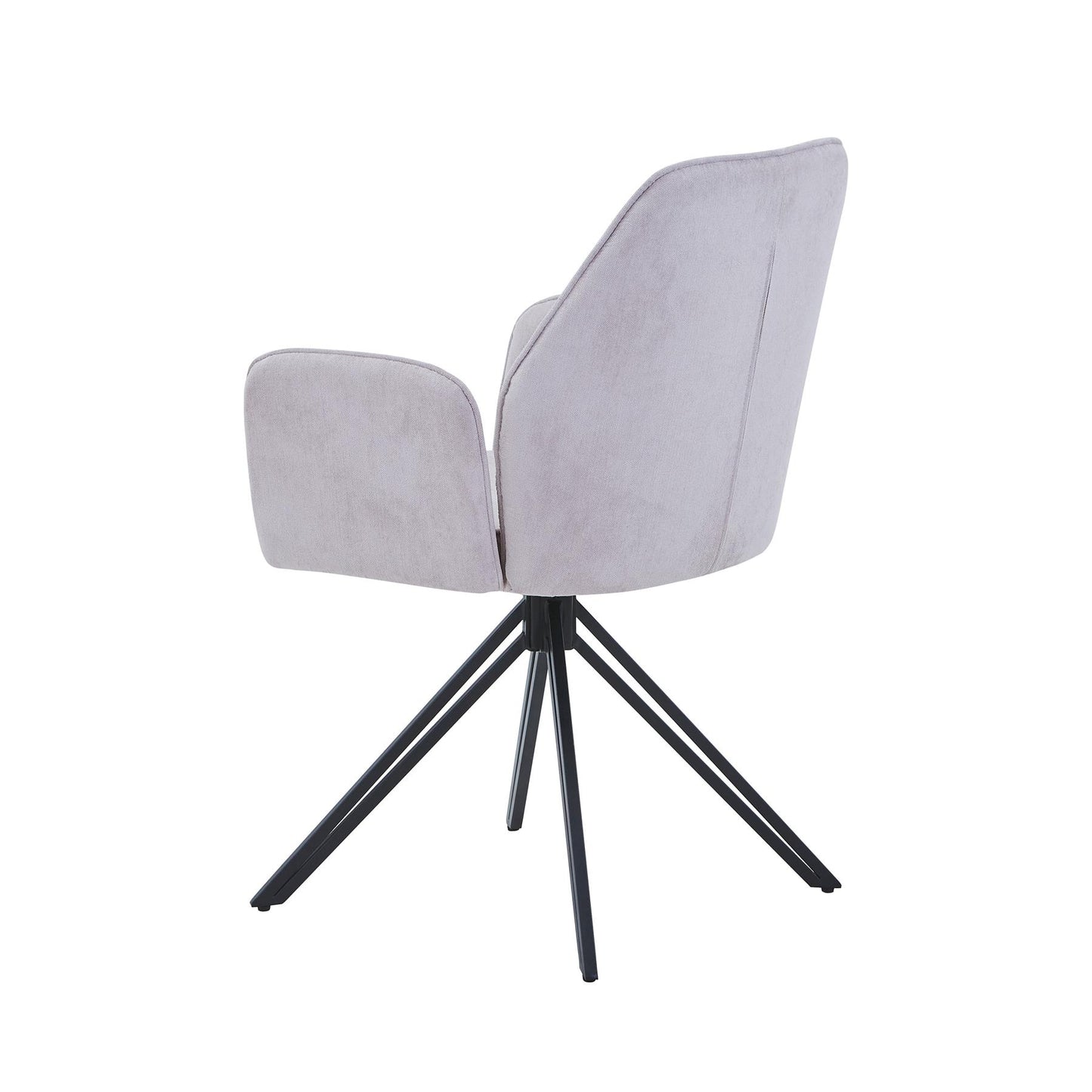 Aspen swivel dining armchairs, natural fabric with black metal legs (pair)