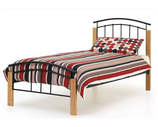 Tetras Single Bed Frame-Black & Oak