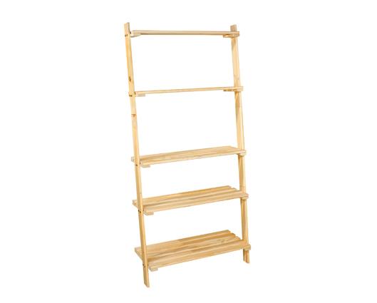 Pine ladder design shelf unit with slatted shelves