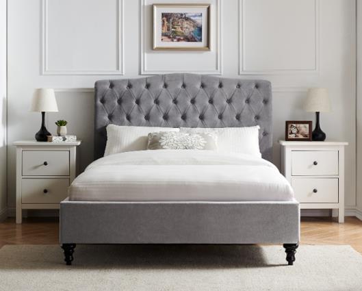 Rosa Fabric Bed Light Grey - Single