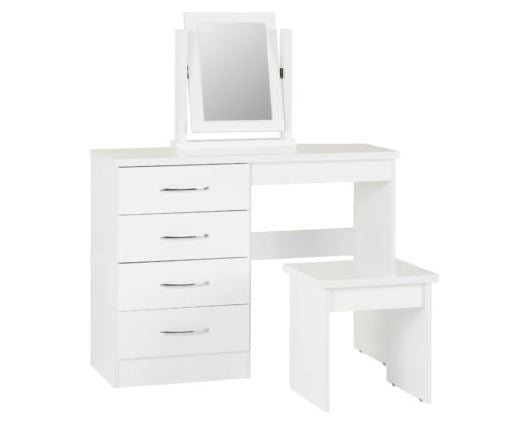 Neptune 4 Drawer Dressing Table Set - White Gloss