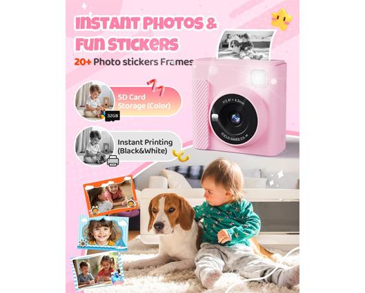 Kids Instant Print Camera - Pink