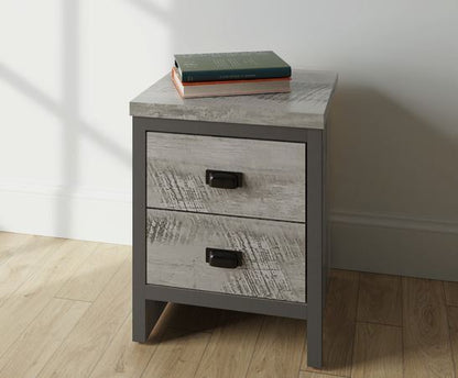 Baxter 2 Drawer Bedside Table- Grey