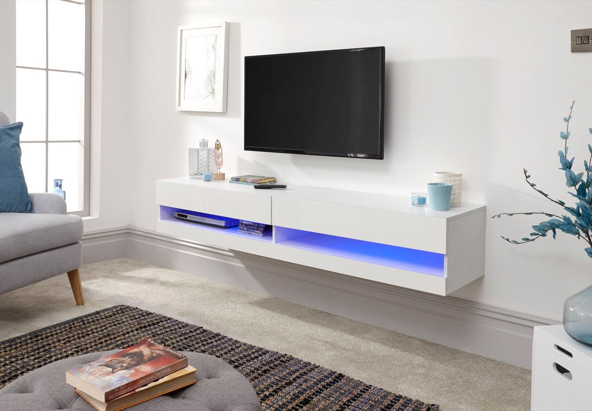 Graze LED 150cm Wall TV Unit-White