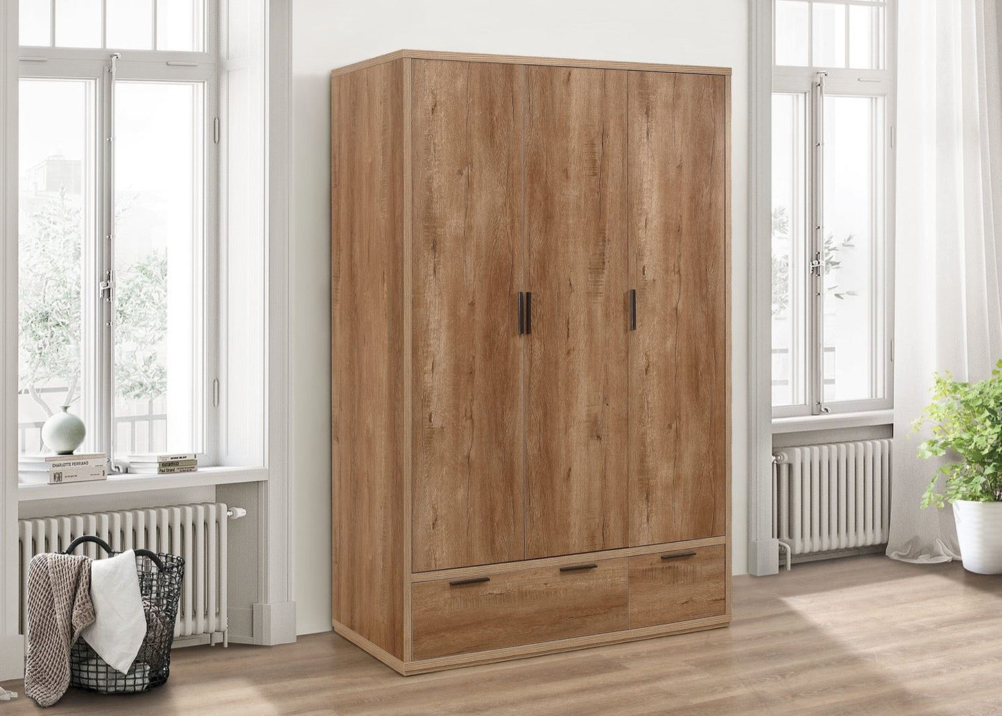 Sullivan 3 Door 2 Drawer Wardrobe - Oak