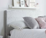 Berlin Small Double Bed - Steel Crushed Velvet