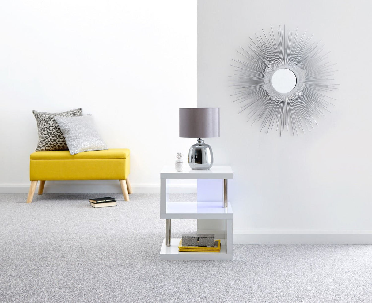 Arctic High Gloss LED Side Table-White