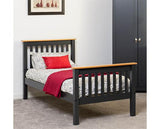 MONACO 3' HIGH END BED - DARK GREY/OAK EFFECT