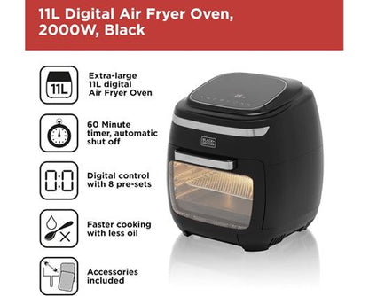 Black + Decker 11L 5-in-1 Air Fryer with Window