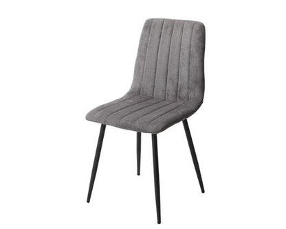 Straight stitch grey dining chair, black tapered legs (pair)