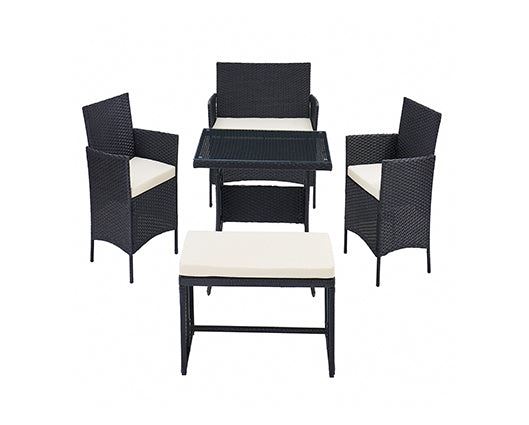 Rosa Black 5PC Dining Set w/ Bench & Cover