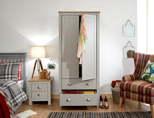 Lachlan 2 Door 2 Drawer Wardrobe-Grey