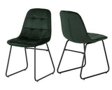QUEBEC WAVE & LUKAS DINING SET (X4 CHAIRS) - MEDIUM OAK EFFECT/EMERALD GREEN VELVET