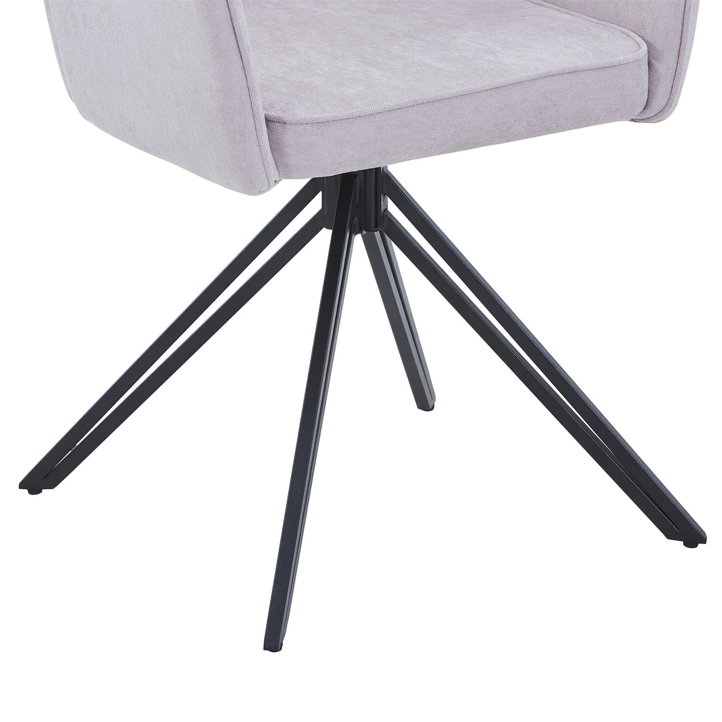 Aspen swivel dining armchairs, natural fabric with black metal legs (pair)