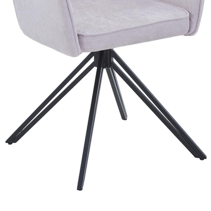 Aspen swivel dining armchairs, natural fabric with black metal legs (pair)