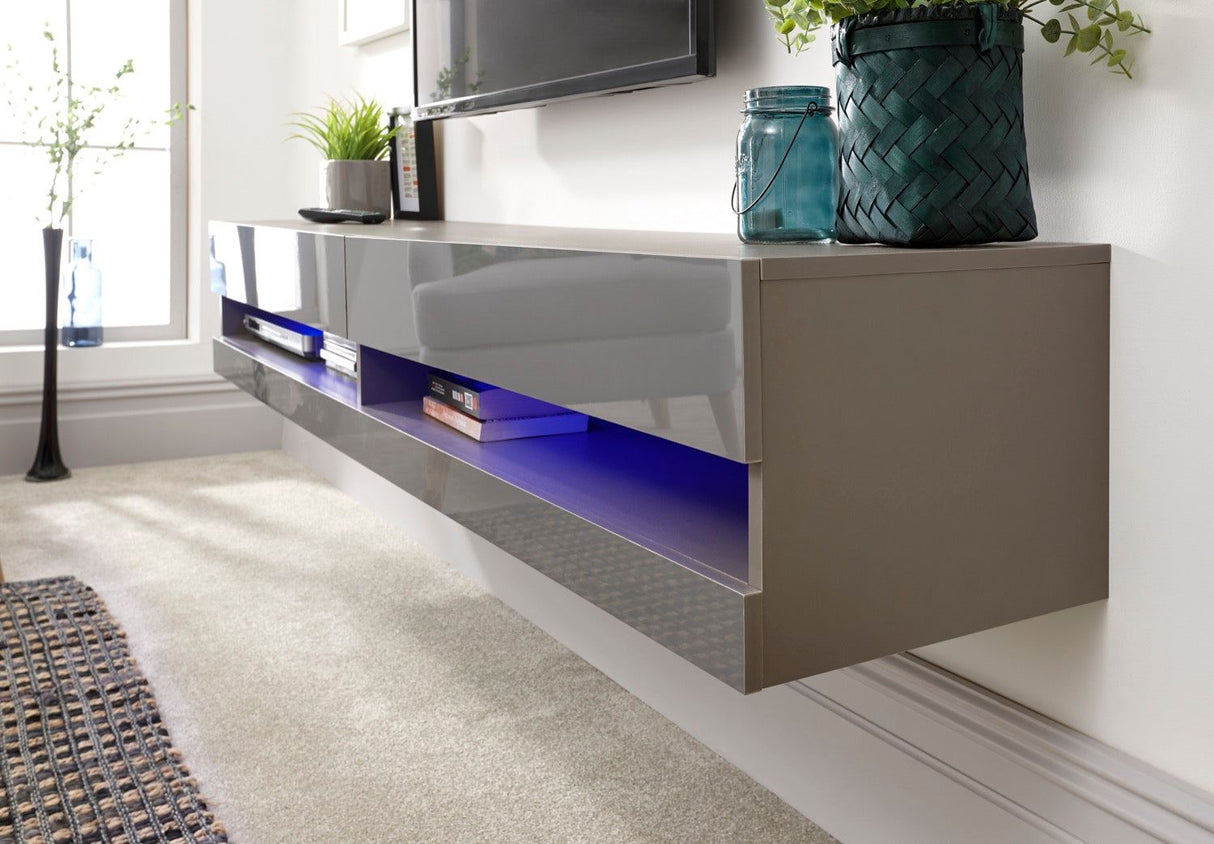 Graze LED 150cm Wall TV Unit-Grey