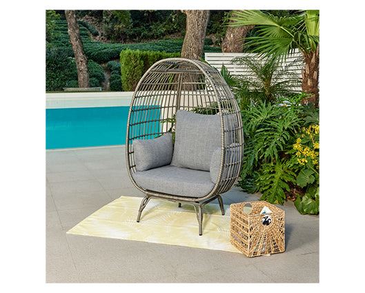 Antalya Dark Grey Egg Chair with L Grey Cushions+ Cover