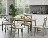 BALFOUR 1+4 DINING SET - SAGE GREEN/OAK EFFECT/MINK MICROSUEDE