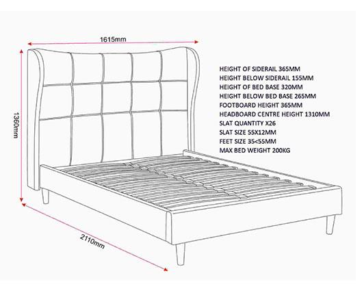 VERONA 4'6" BED - BROWN FABRIC
