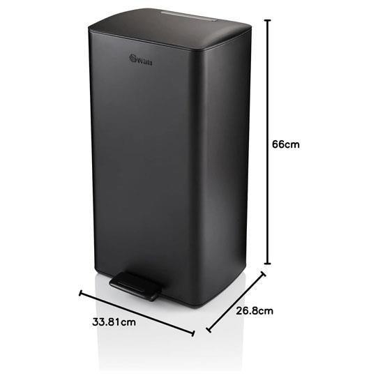 Swan Stealth 30L Pedal Bin Black