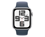 Apple Watch SE GPS 44mm Silver Aluminium Case with Storm Blue Sport Band - S/M