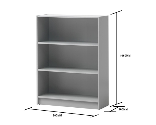 Traditional Low Wide Bookcase-Grey