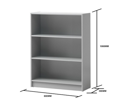 Traditional Low Wide Bookcase-Grey