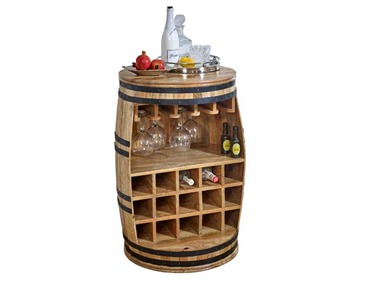 Sutton Solid Dark Wood Barrel Wine Sideboard