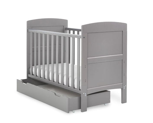 Grady Mini Cot Bed, Under Drawer + Fibre Mattress - Taupe Grey