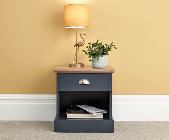 Kinsley 1 Drawer Bedside- Slate Blue