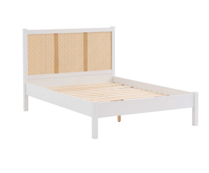 Cora Ottoman King Rattan Bed- White