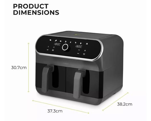Tower 8 Litre Dual Basket Air Fryer with Viewing Windows
