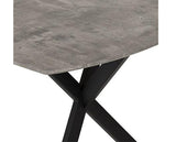 ATHENS RECT & LUKAS DINING SET (X4 CHAIRS) - CONCRETE/EMERALD GREEN VELVET
