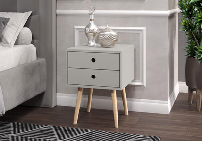 Scandia 2 Drawer Bedside Cabinet-Light Grey