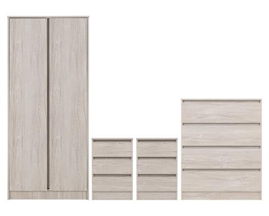MALVERN 2 DOOR WARDROBE BEDROOM SET - URBAN SNOW